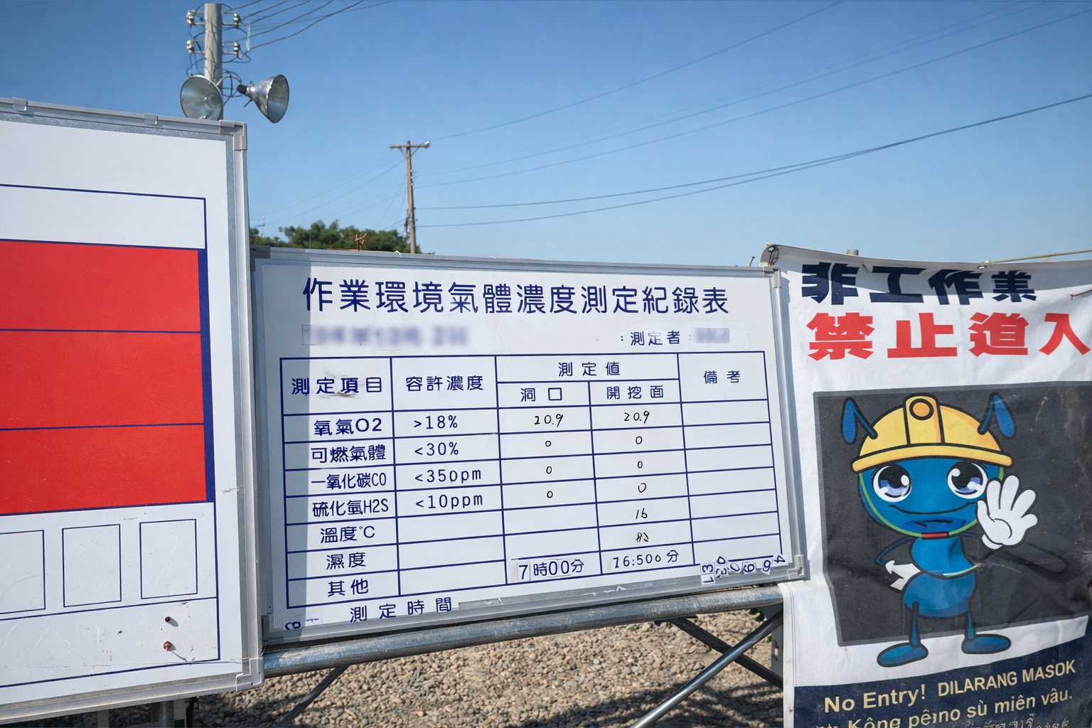 作業環境氣體濃度測定記錄表